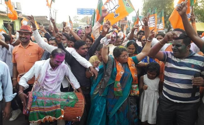 लोहरदगा लोकसभा सीट पर जीत के बाद सुदर्शन भगत ने निकाला विजय जुलूस