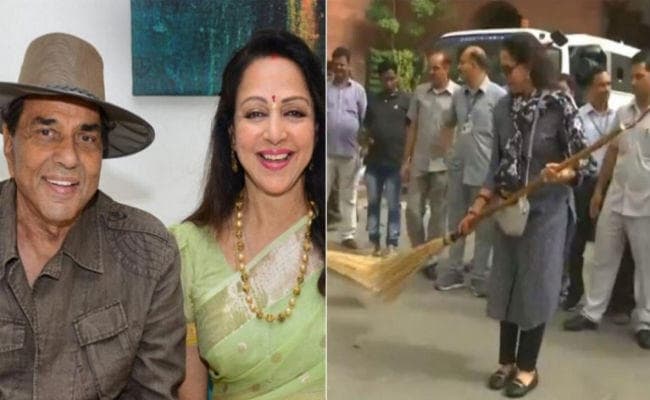 संसद में झाड़ू लगाती हेमा मालिनी के वायरल वीडियो पर धर्मेंद्र ने कहा- वो अनाड़ी, लेकिन मैं खिलाड़ी