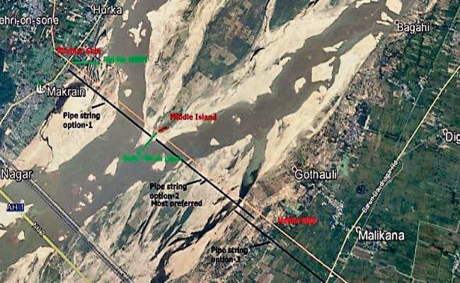 सोन नदी और गंगा नदी में बिछायी पाइपलाइन