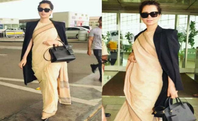 VIRAL: 600 रुपये की साड़ी पहने जब एयरपोर्ट पहुंची कंगना रनौत
