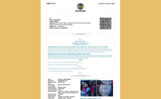 नये ट्रैफिक रूल्‍स के तहत रांची में स्‍कूटी सवार महिला का कटा 6000 का चालान