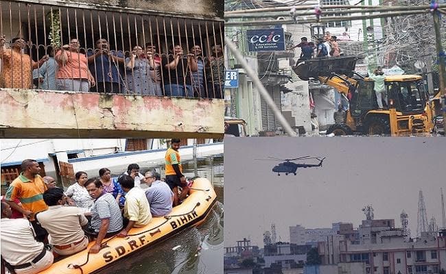 बिहार में बारिश के कारण मृतक संख्या बढ़कर 28 हुई, हेलिकाप्टर से पटना में गिरायी गयी राहत सामग्री
