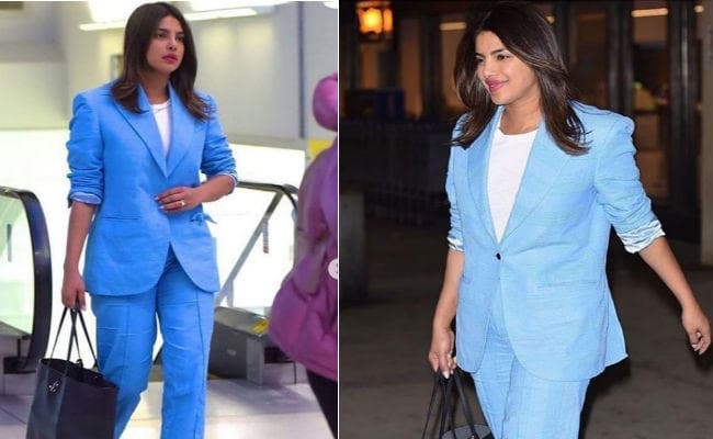 VIDEO: प्रियंका चोपड़ा भारत लौटीं, ब्‍लू कोट-पैंट में दिखा ऐसा अंदाज