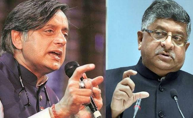 थरूर के मानहानि मामले में केरल की अदालत ने केंद्रीय मंत्री रविशंकर प्रसाद को भेजा समन