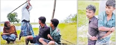 मछली चोरी के आरोप में दो युवकों को दबंगों ने खंभे से बांध कर पीटा,वीडियो वायरल
