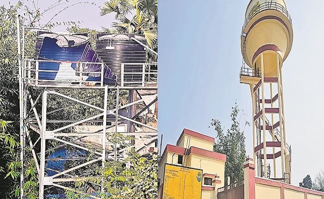 नल-जल योजना पर लगा ग्रहण, उद्घाटन के बावजूद नहीं टपका घरों में लगे नल से पानी, टूटने लगी नवनिर्मित जलमीनार