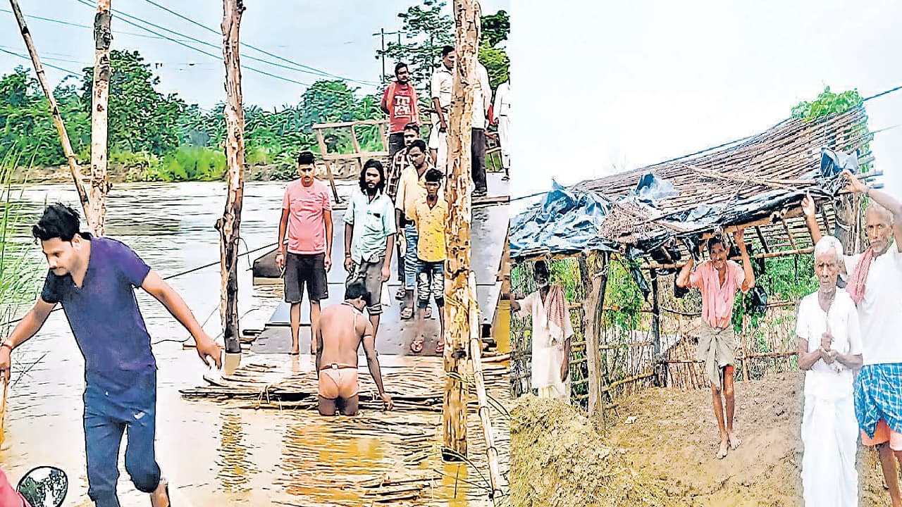 मुजफ्फरपुर में बाढ़ का खतरा, बागमती नदी का पानी पीपा पुल पर चढ़ा, सैकड़ों एकड़ में लगी सब्जी की फसल बर्बाद