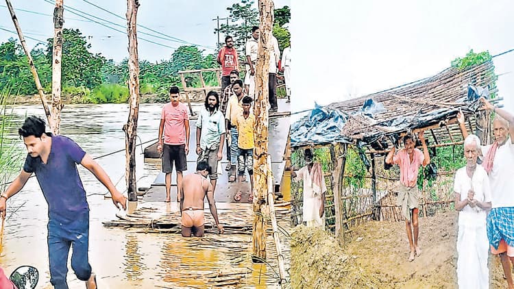 मुजफ्फरपुर में बाढ़ का खतरा, बागमती नदी का पानी पीपा पुल पर चढ़ा, सैकड़ों एकड़ में लगी सब्जी की फसल बर्बाद