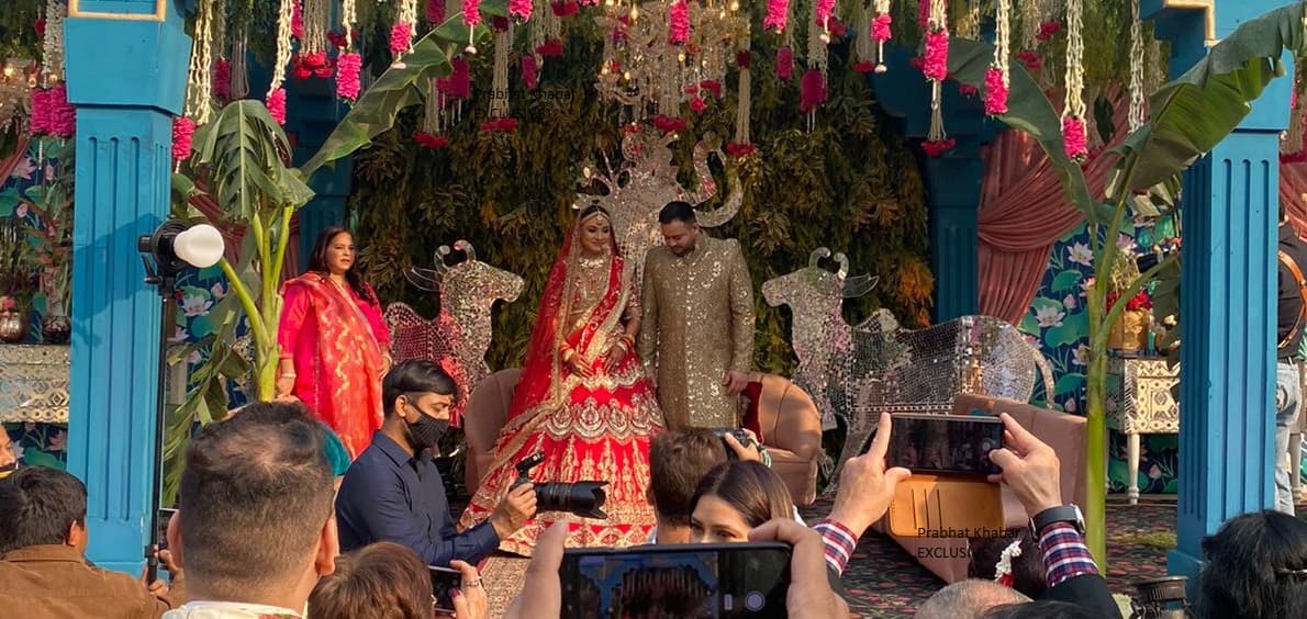 Tejashwi yadav marriage: सज गया तेजस्वी का मंडप, पहुंच गये बाराती-सराती, चप्पे-चप्पे पर तैनात हैं बाउंसर्स