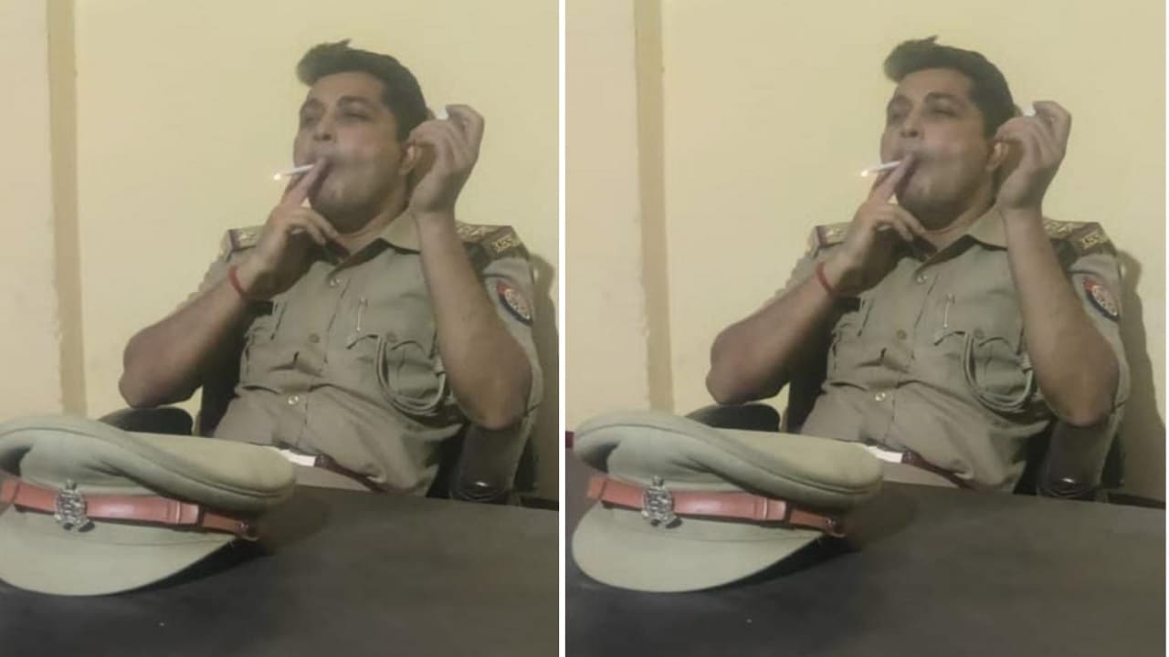 अलीगढ़ में दारोगा का पुलिस चौकी में बैठकर सिगरेट पीने का फोटो वायरल, क्षेत्राधिकारी को सौंपी जांच