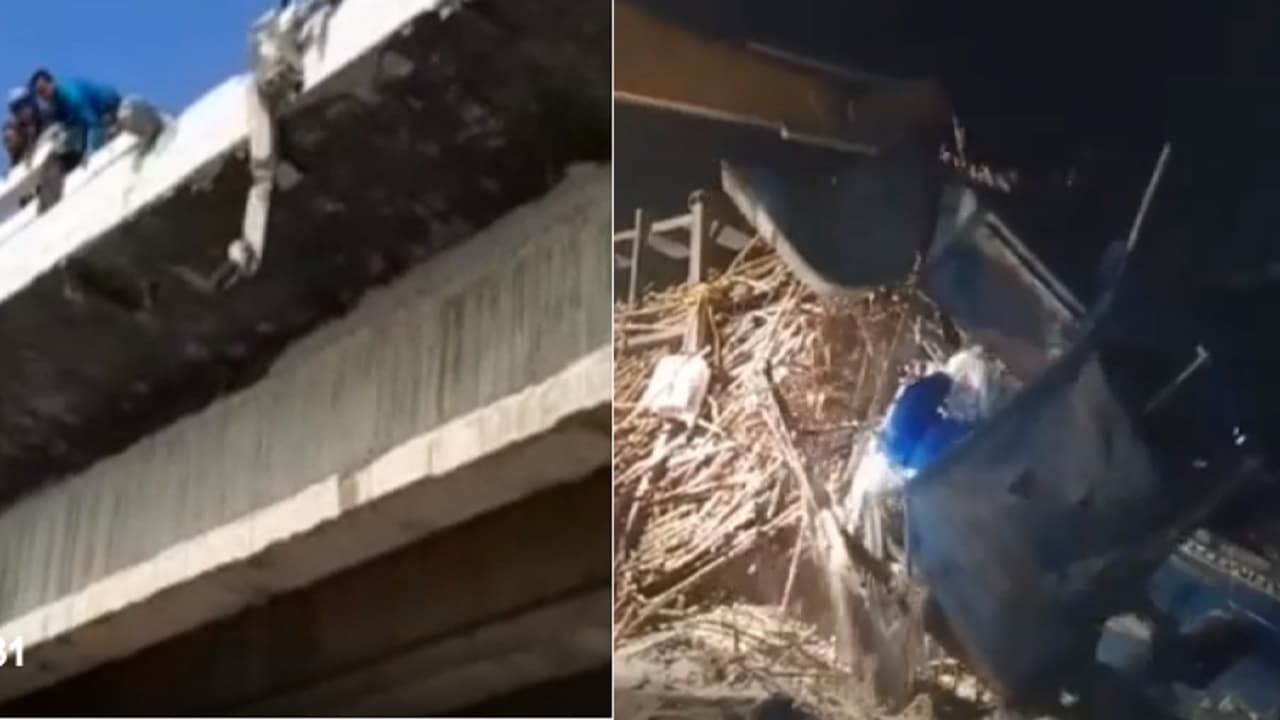 बगहा में बड़ा हादसा, गन्ना लदा ट्रैक्टर पुल की रेलिंग तोड़ते हुए 40 फीट नीचे मसान नदी में गिरा