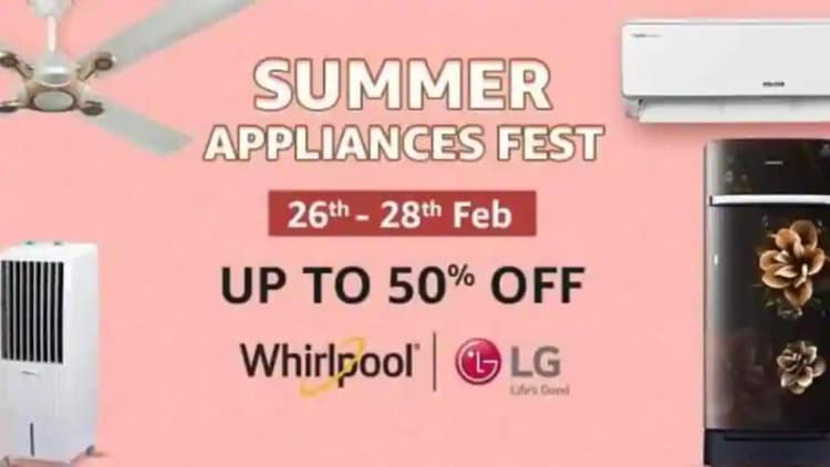 Amazon Summer Appliance Sale : ब्रांडेड AC, फ्रिज, पंखा, कूलर पर यहां मिल रही 50% तक की छूट, देखें Top Deals