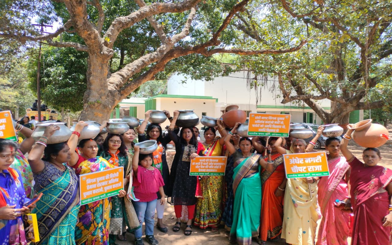 झारखंड में बिजली पानी की किल्लत, BJP ने जिला स्कूल से कचहरी चौक तक निकाली त्राहिमाम यात्रा