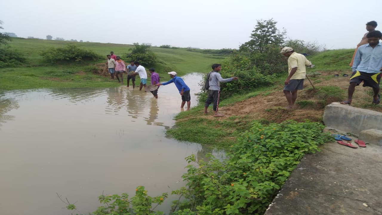 सरकारी उपेक्षा से उब चुके बड़कागांव के किसानों ने श्रमदान कर बहते पानी को रोक कर खेतों तक पहुंचाया, करीब 50 एकड़ भूमि में होगी सिंचाई