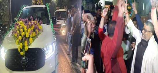 पत्नी रशेल के साथ पटना पहुंचे तेजस्वी यादव, एयरपोर्ट पर हुआ भव्य स्वागत