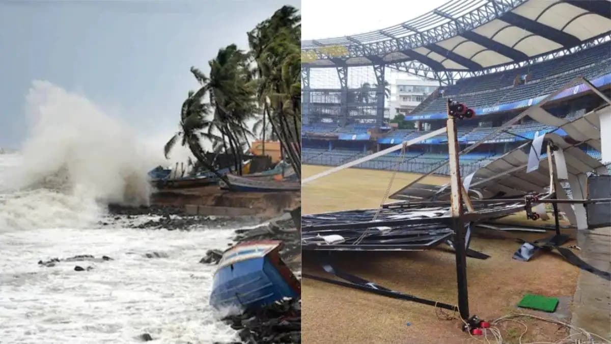 Tauktae Cyclone ने  वानखेड़े स्टेडियम  में मचाई तबाही, टूट कर गिरा स्क्रीन, तस्वीरें हुईं वायरल