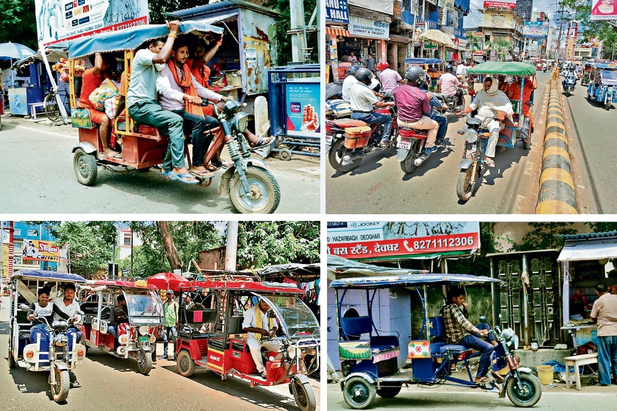 PHOTOS: देवघर में ट्रैफिक रूल्स की धज्जियां उड़ा रहे टोटो व ई-रिक्शा, नहीं पड़ती पुलिस की नजर