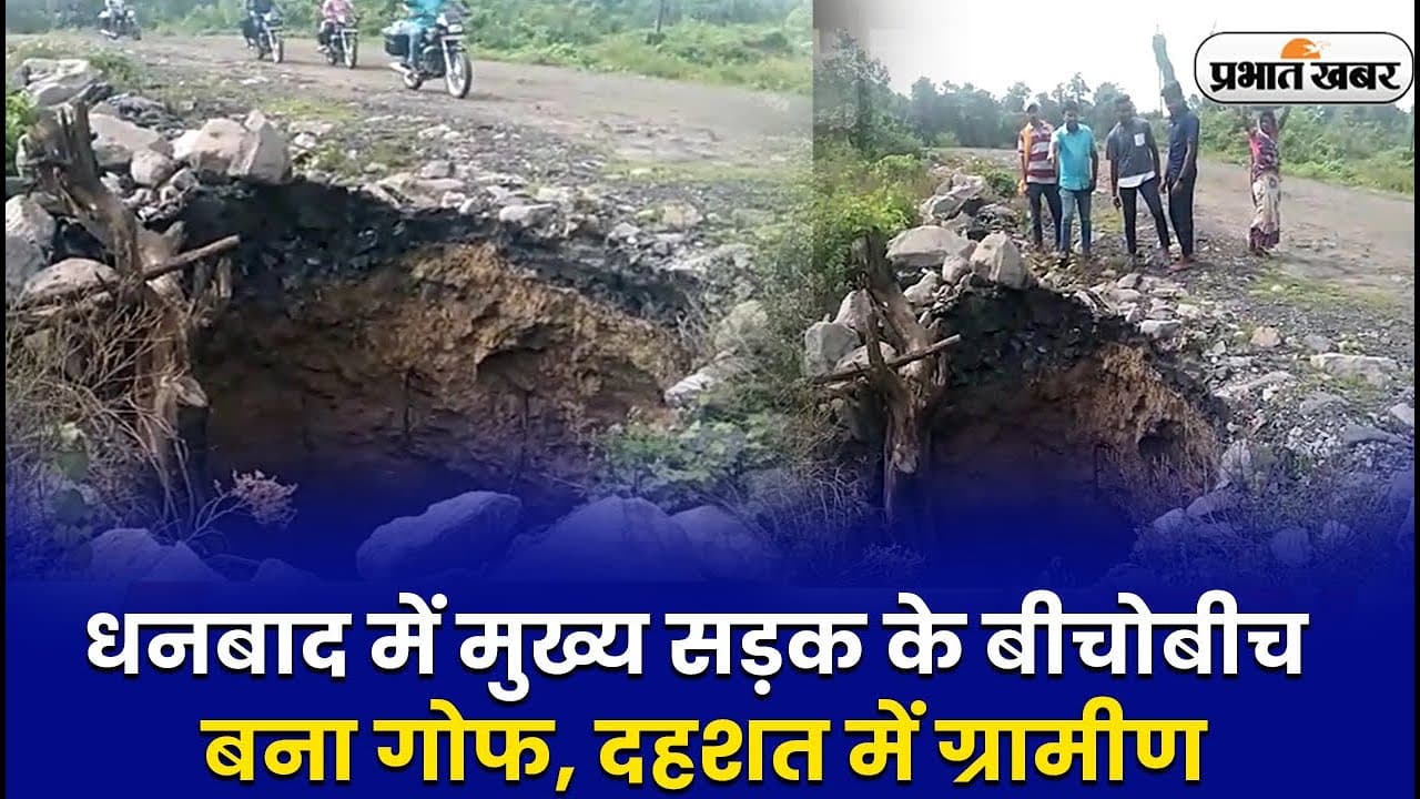 VIDEO: धनबाद में सड़क पर गोफ बनने से धरती में समा गया पेड़, जहरीली गैस के रिसाव से ग्रामीणों में दहशत