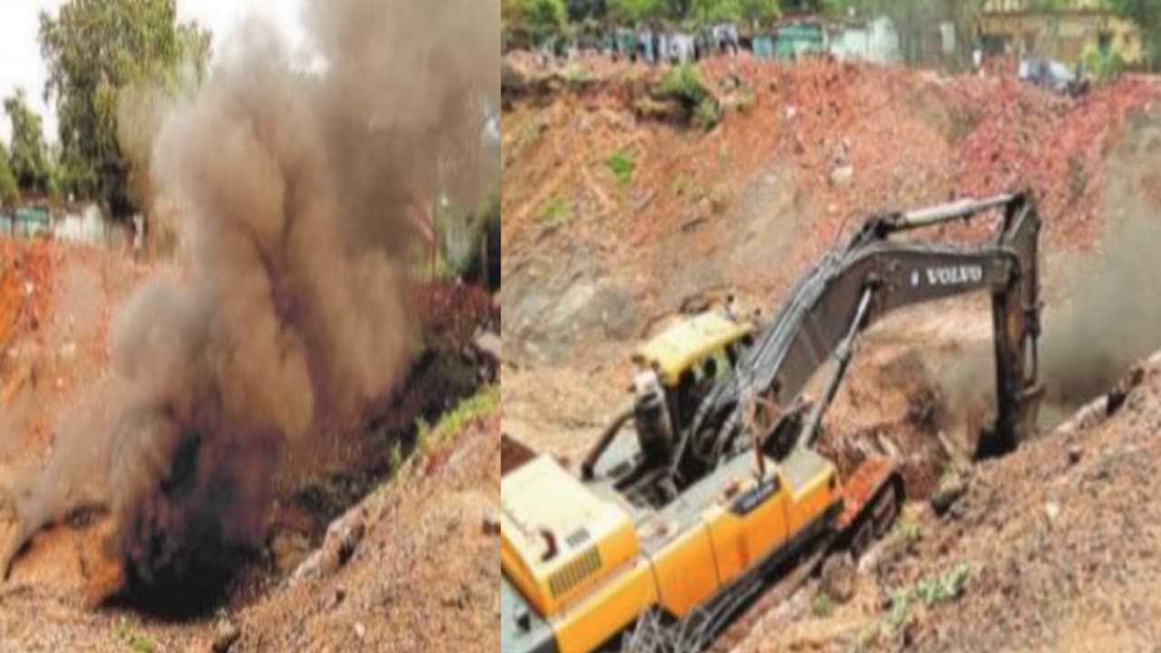 धनबाद के झरिया में डेको आउटसोर्सिंग फायर पैच 2 में बना गोफ, गैस रिसाव से लोगों में हड़कंप