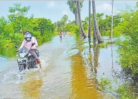 नहीं थम रहा नून नदी का कहर, कोठिया के कई गांव जलमग्न