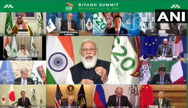जी-20 के 15वें शिखर सम्मेलन में वीडियो कॉन्फ्रेन्सिंग के जरिये शामिल हुए PM नरेंद्र मोदी