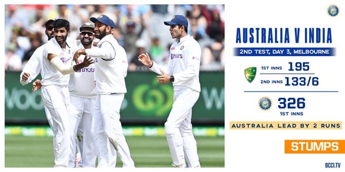 India vs Australia Day 3 ends : तीसरे दिन का खेल समाप्त, आस्ट्रेलिया पर भारत हावी, चार विकेट गिराना रहाणे का लक्ष्य