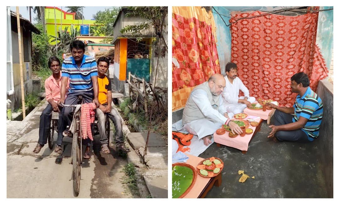BJP समर्थक रिक्शा चालक के घर में अमित शाह का लंच, डोमजूर से 200 सीट पर जीत का दावा भी...