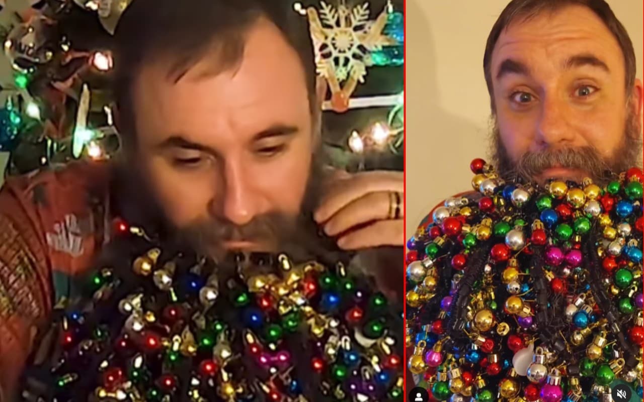इस शख्स ने अपनी बियर्ड में लटकाये 710 क्रिसमस बाउबल्स, बनाया वर्ल्ड रिकॉर्ड, देखें वीडियो