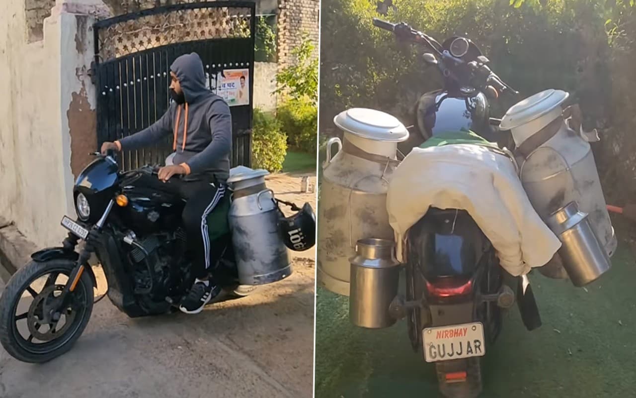 Harley Davidson पर दूध बेचता नजर आया शख्स, सोशल मीडिया पर वीडियाे वायरल