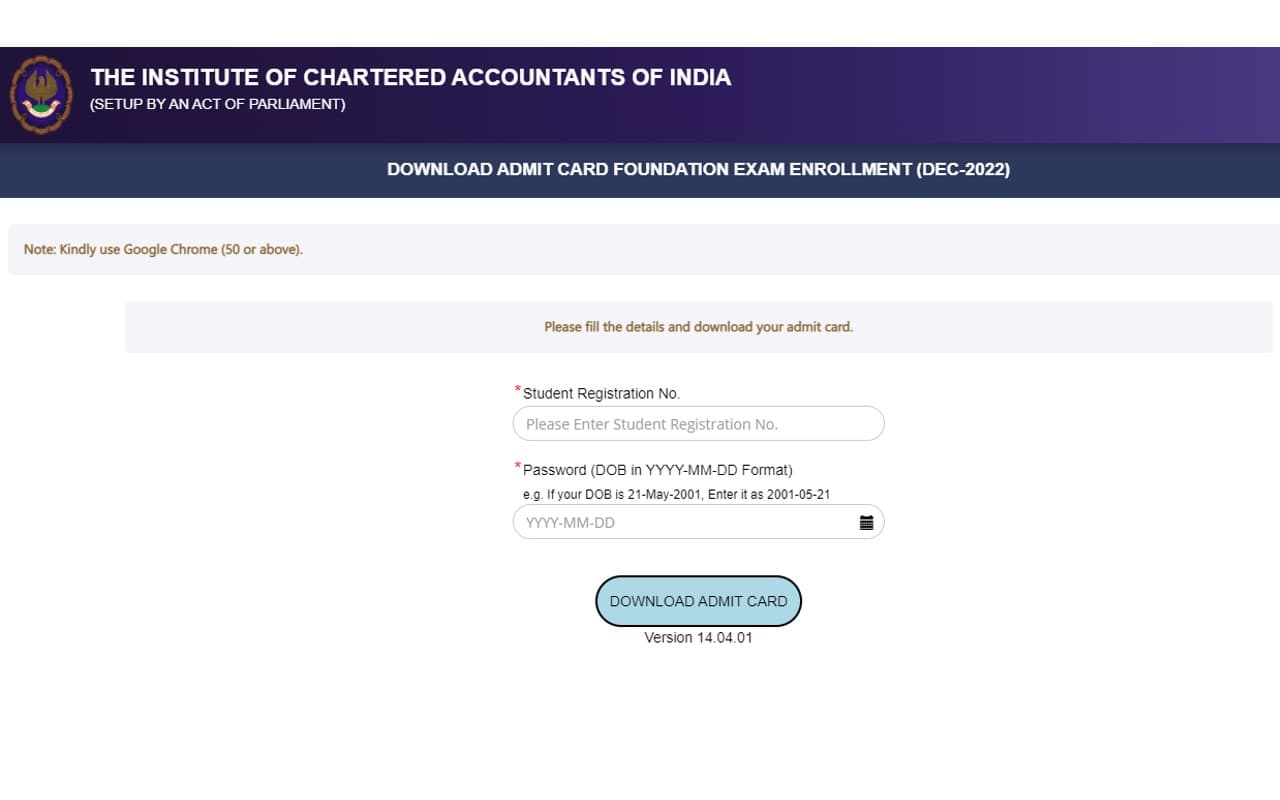 ICAI CA Foundation Admit Card December 2022 जारी, icaiexam.icai.org से डाउनलोड करें