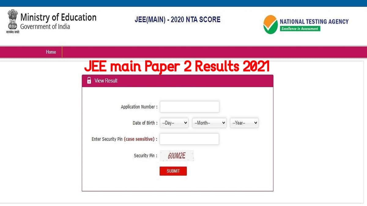 JEE main Paper 2 Results 2021: नेशनल टेस्टिंग एजेंसी ने जारी किया  जेईई मेन पेपर 2 का रिजल्ट, यहां देखें डायरेक्ट लिंक  jeemain.nta.nic.in