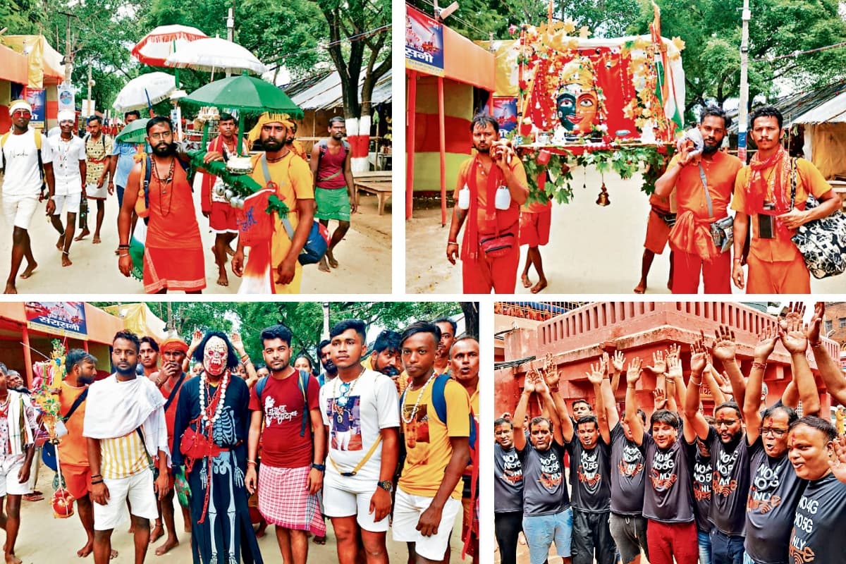 NO 4G, NO 5G, Only शिवजी...आकर्षक कांवर और वेशभूषा के साथ बाबाधाम पहुंच रहे भक्त, देखें तस्वीरें