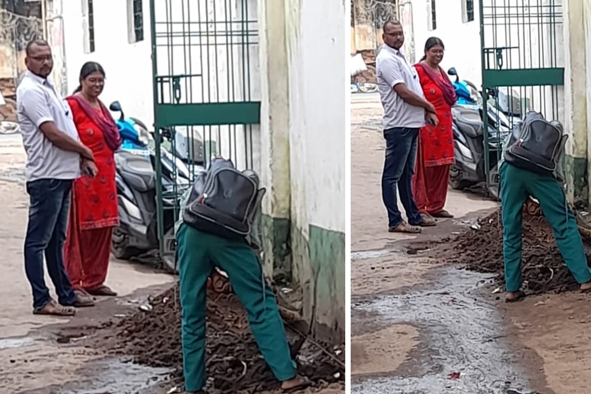 झारखंड : स्कूल के बाहर छात्र से साफ कराया गया नाला, सामने खड़ी थीं प्रिंसिपल और टीचर