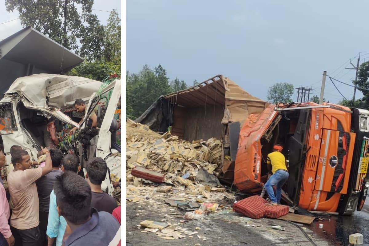 बड़कागांव-हजारीबाग घाटी में हाइवा और टेलर की टक्कर में एक की मौत, 10 घायल, सड़क जाम