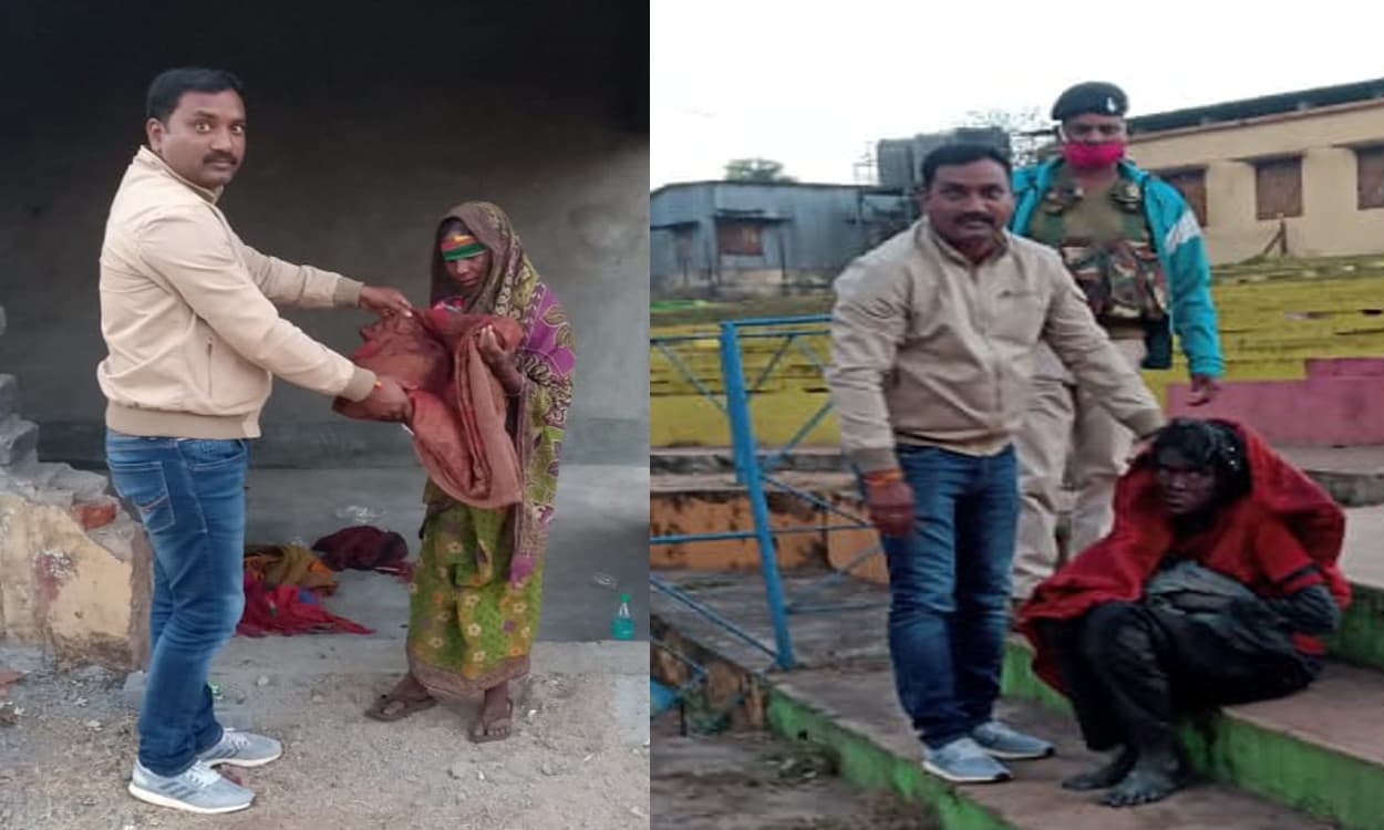 किरीबुरु थाना की पुलिस ठंड से ठिठुरते लोगों की कर रहे सेवा, जरूरतमंदों को दे रहे कंबल