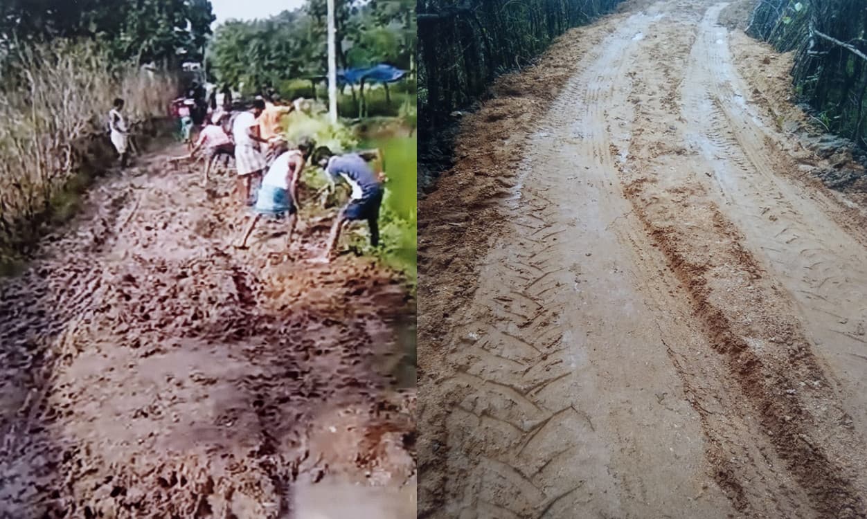 6 घंटे में ग्रामीणों ने श्रमदान से भंडार टोली में बनायी एक किलोमीटर सड़क