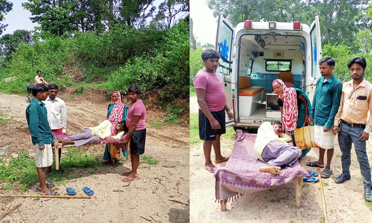 झुमरा के रेडियम गांव में सड़क नहीं, मरीज को मुख्य मार्ग तक खटिया पर ढोकर लाने को मजबूर होते हैं ग्रामीण