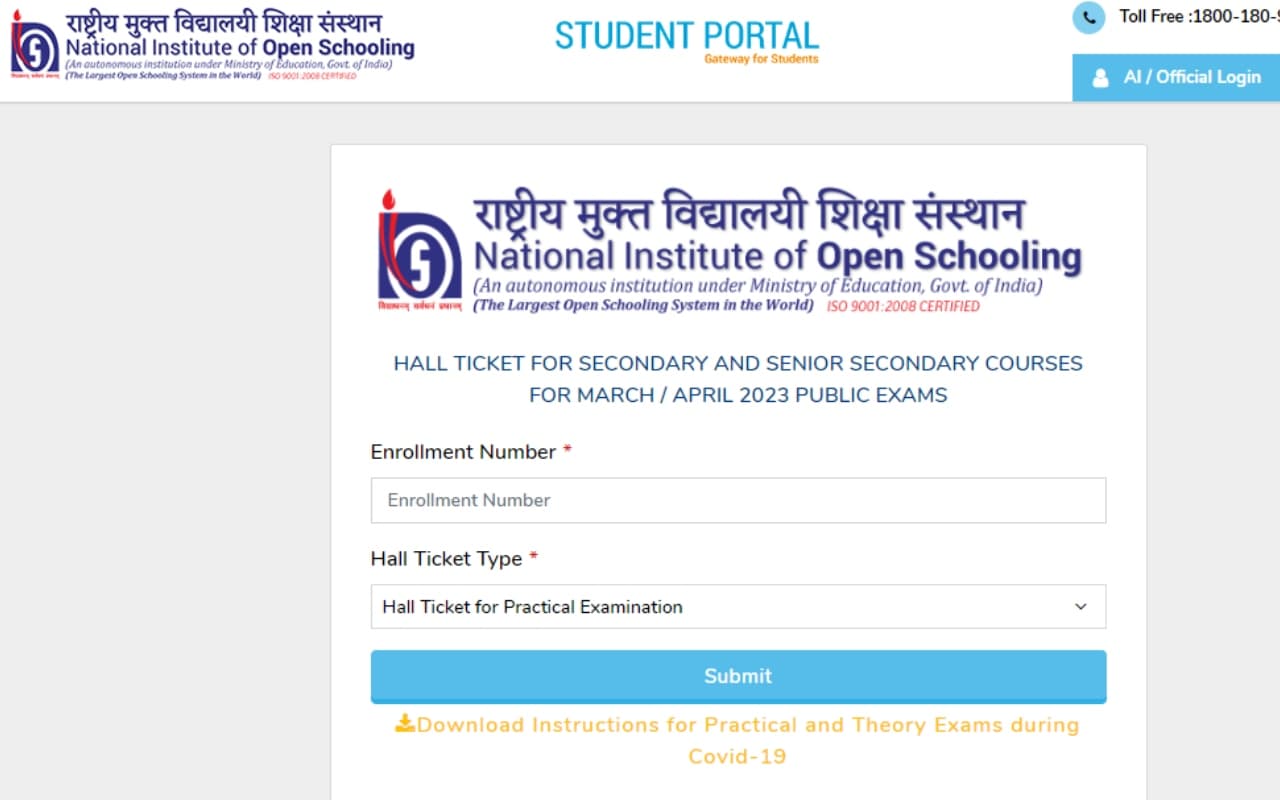 NIOS प्रैक्टिकल परीक्षा 2022 कक्षा 10वीं और 12वीं का एडमिट कार्ड जारी, डायरेक्ट लिंक