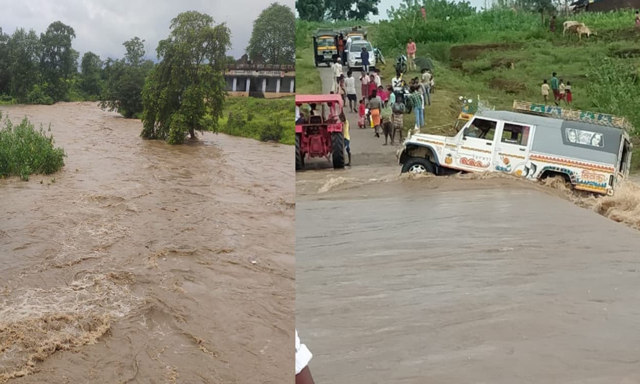 लगातार बारिश से मैला नदी पर बड़ा हादसा टला, बहते- बहते बची सवारी गाड़ी, ड्राइवर समेत 4 यात्रियों की बची जान