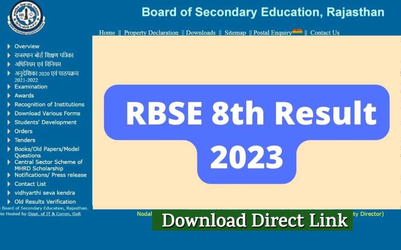 Rajasthan Board RBSE 8th Result 2023: राजस्थान बोर्ड 8वीं का रिजल्ट आज, rajresults.nic.in पर, direct link