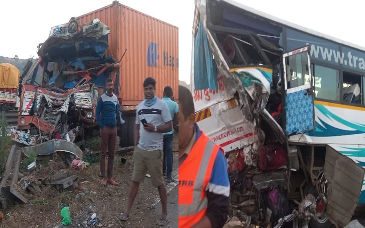 Big Accident: महाराष्ट्र के रायगढ़ में बड़ा हादसा, प्राइवेट बस की कंटेनर से टक्कर, एक की मौत 10 घायल