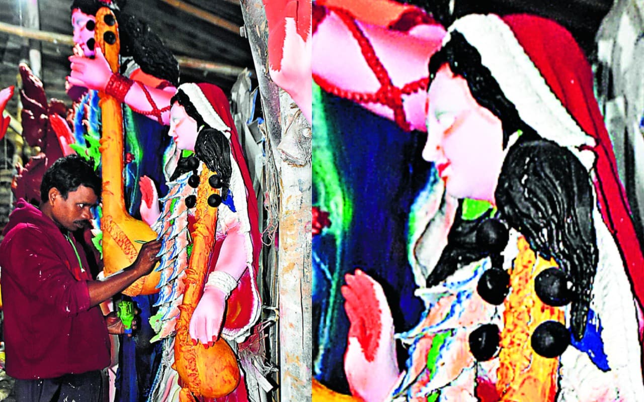 Saraswati Puja 2023: मां शारदा की पूजा की तैयारी जोरों पर, विद्यार्थियों में दिख रहा उत्साह