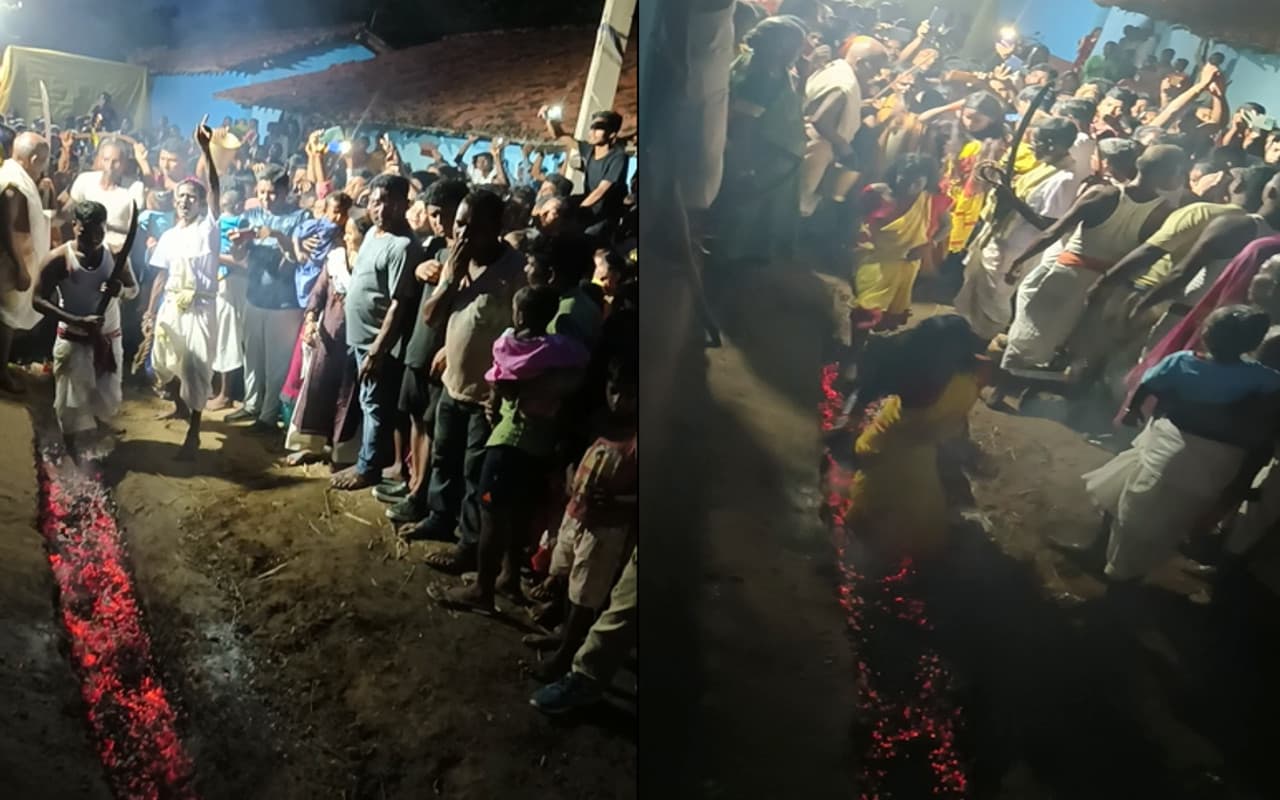 सरायकेला-खरसावां में ढोल नगाड़े की थाप पर जलते अंगारों पर चले श्रद्धालु, मां मनसा की आराधना में जुटे भक्त