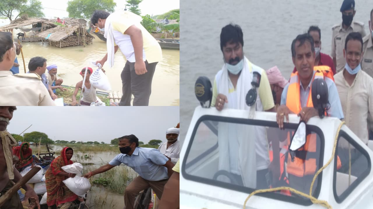 साहिबगंज के बाढ़ प्रभावित इलाकों से लोगों को राहत शिविर में जाने की अपील, सांसद व डीसी ने बांटे राहत सामग्री