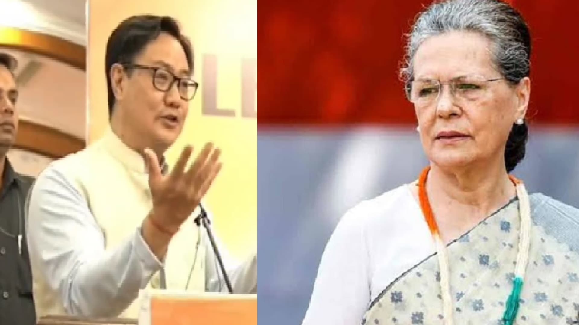 ‘लोकतंत्र सिर्फ एक बार मरा था’, सोनिया गांधी के लेख पर कानून मंत्री किरेन रीजीजू का पलटवार