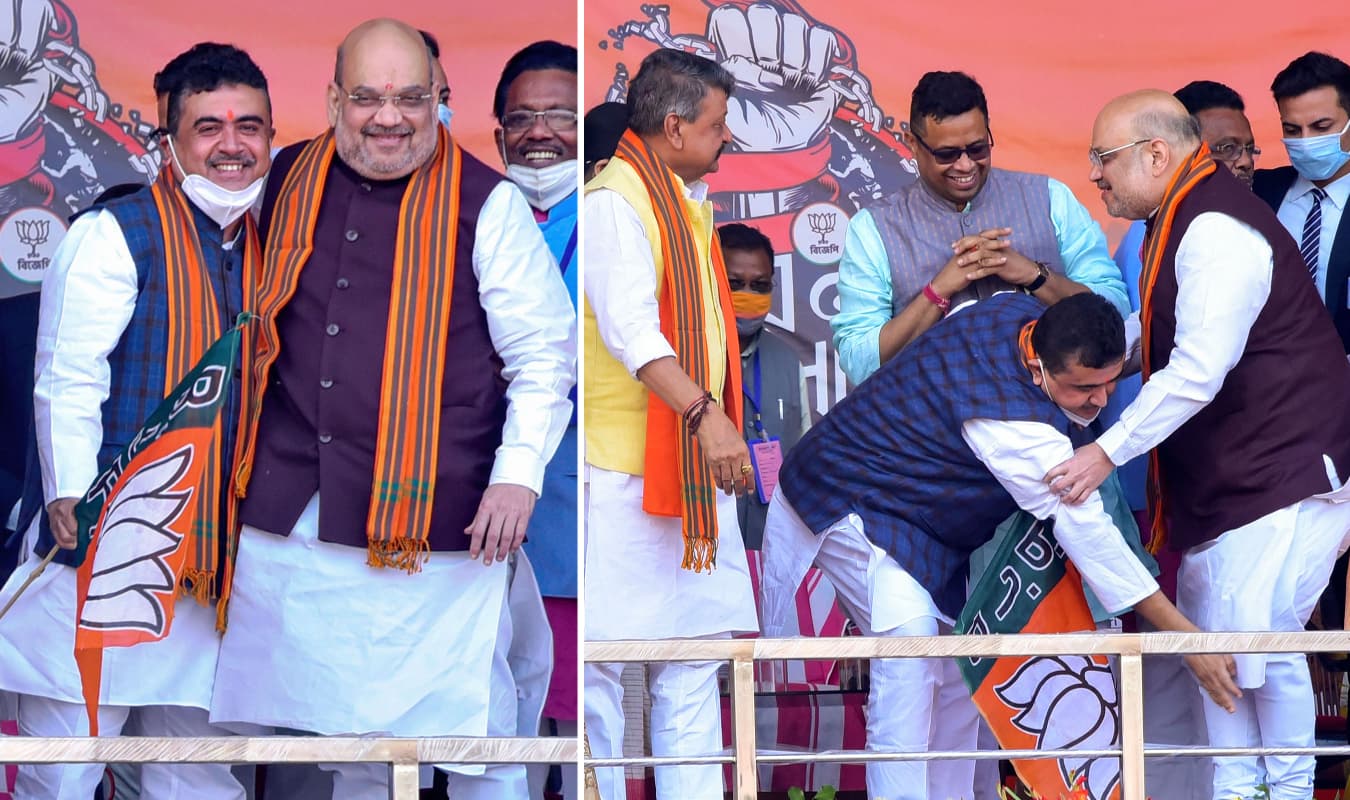 शुभेंदु ने अमित शाह के पैर छूकर लिया आशीर्वाद, बोले, मां के बाद सिर्फ भारत माता को मां बोलूंगा, किसी और को नहीं