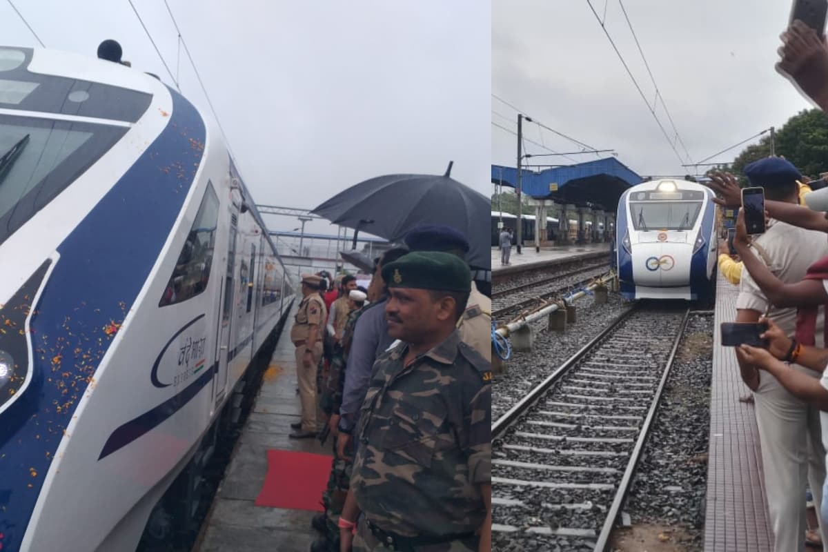 वंदे भारत एक्सप्रेस रांची से मेसरा होते हुए पहुंची बरकाकाना, ढोल-नगाड़े व जयघोष से लोगों ने किया स्वागत