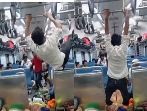 खचाखच भीड़ में 'स्पाइडरमैन' की तरह ट्रेन की अपनी सीट तक पहुंचा लड़का, सोशल मीडिया  
पर Video Viral