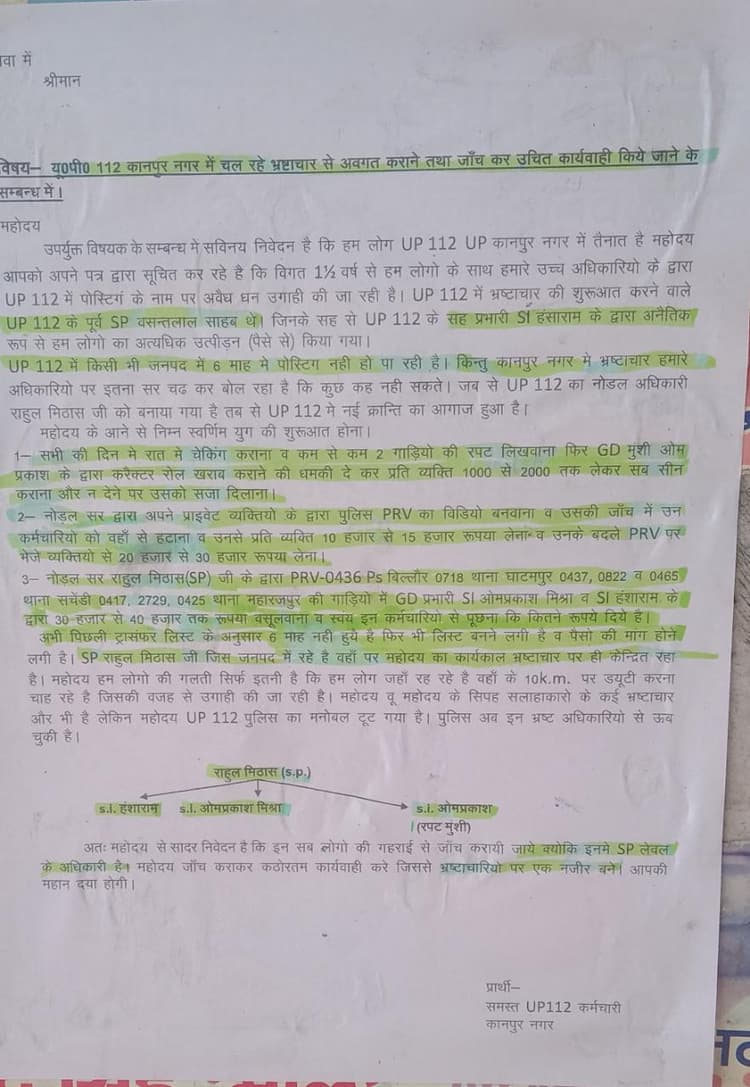 Kanpur: डायल 112 में ट्रांसफर-पोस्टिंग को लेकर अवैध वसूली का लेटर वायरल, अफसर की शह पर चला रहा सिंडिकेट, जांच