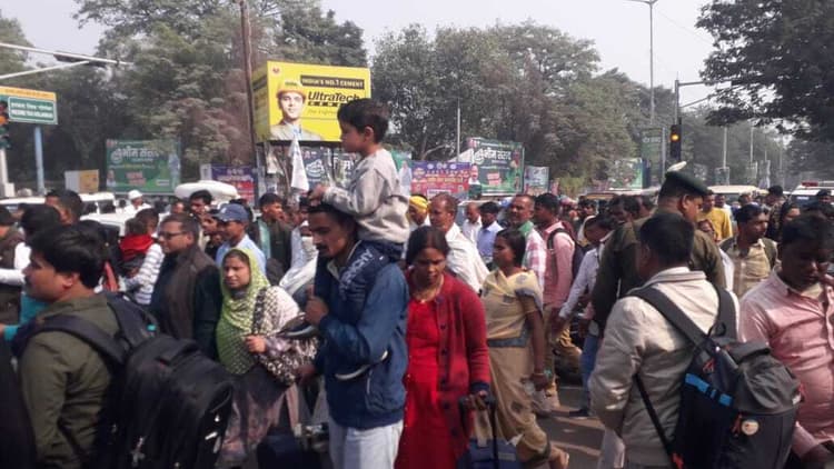 भीम संसद में उमड़ा जनसैलाब, पटना की सड़कों पर शाम तक जदयू कार्यकर्ताओं का रहा रेला